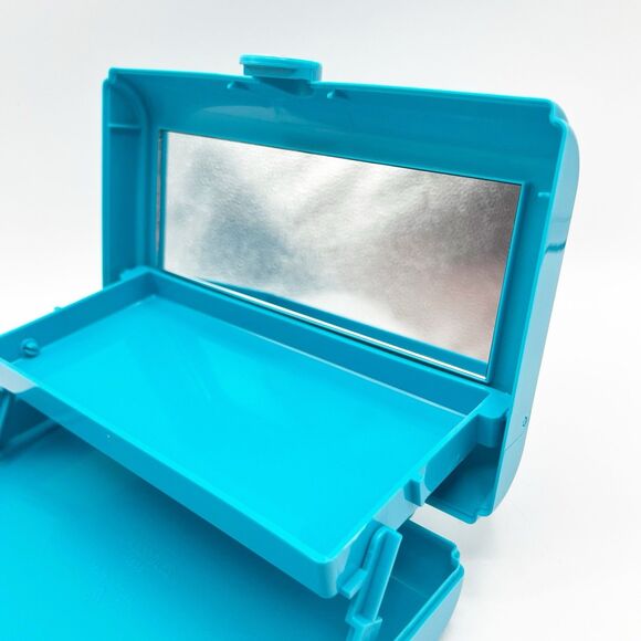 Caboodles Take It Touch Up Cosmetic Makeup Case Organizer Blue 2 Tier w/ Mirror - Picture 4 of 12
